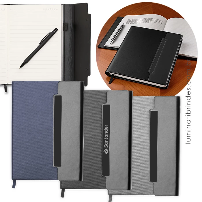 Caderno Executivo Essenza com Fechamento Lateral