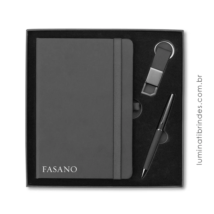 Kit com caderno e caneta com duas pontas Script