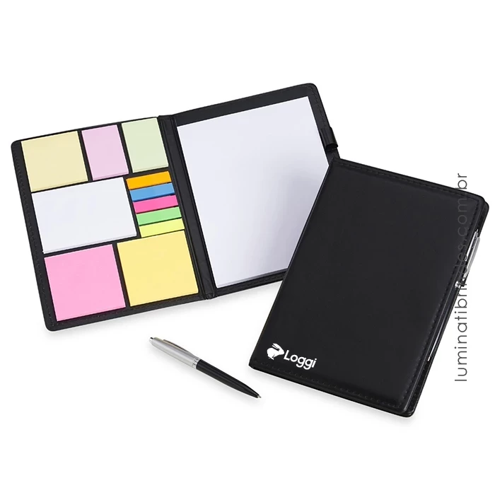 Kit com caderno e caneta com duas pontas Script