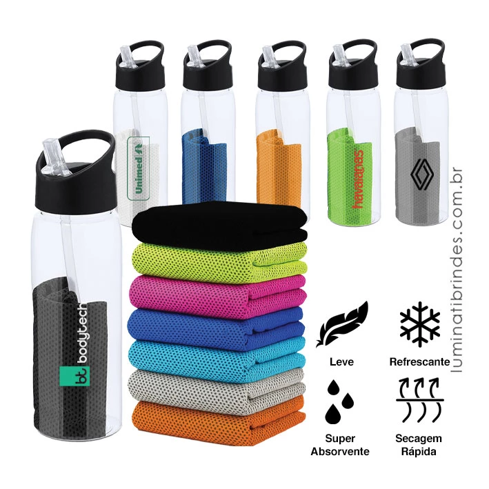 Garrafa Rpet Hydrotowel com Toalha