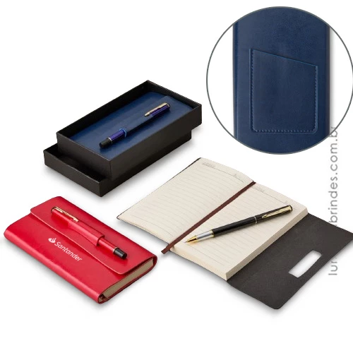 Caderno Couro Escriba Gift com Caneta